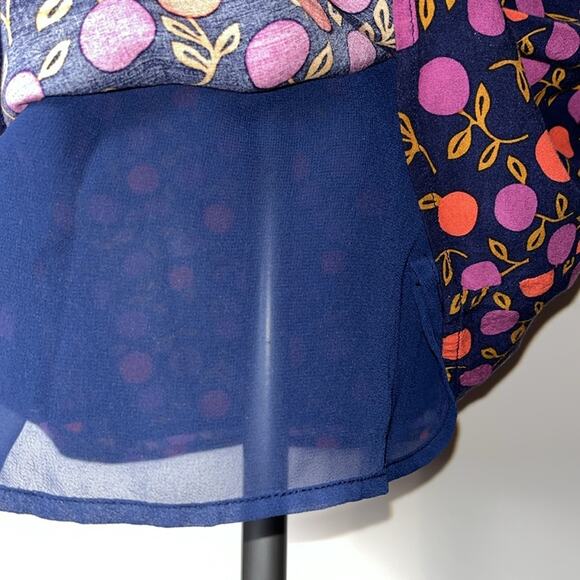 Fossil Keyhole Mini Dress Flutter Sleeves Navy Blue,Purple,Orange Womens Size XS - Picture 14 of 16
